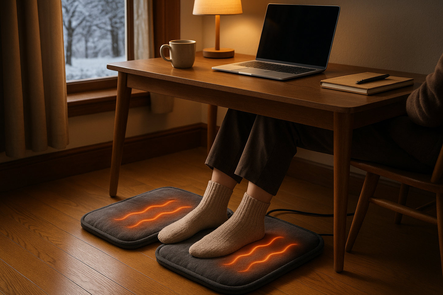Heated Foot Mats..Electric foot warmers that keep your feet cozy during cold days—perfect for home offices in winter.